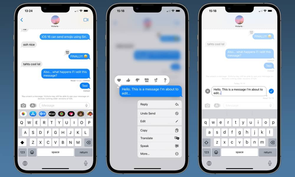 iPhone iOS 16 - New edit and undo feature in iMessage