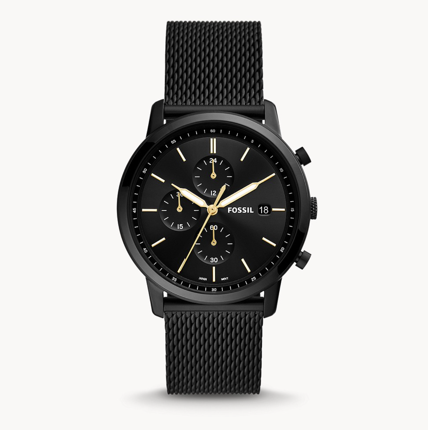 Fossil Minimalist Chronograph Stainless Steel Mesh Watch